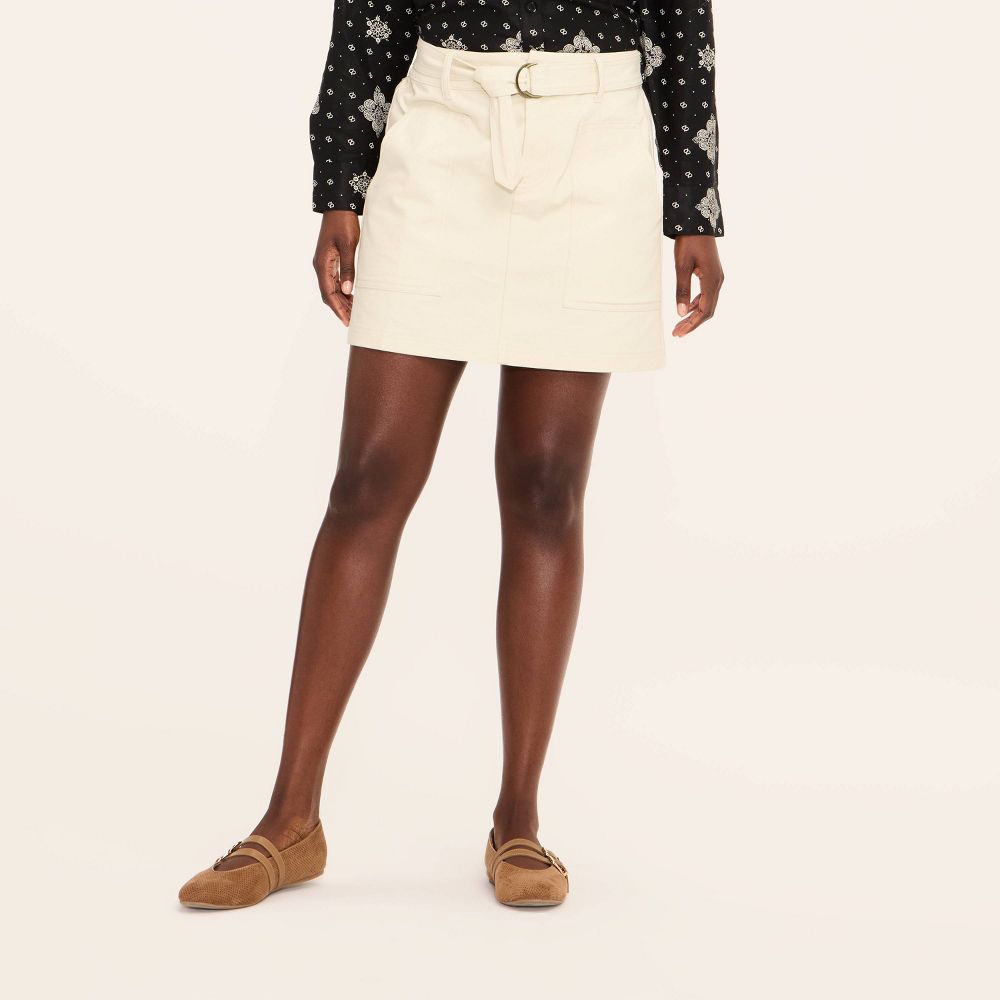 Open Box - Women's Belted Mini A-Line Skirt - Woolrich x Target Cream XS