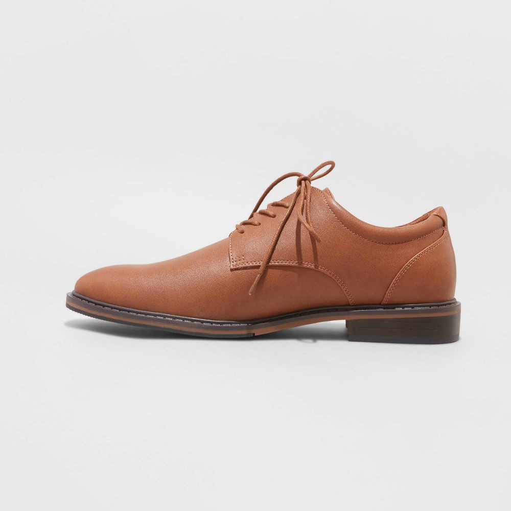 New - Men's Leo Dress Shoes with Memory Foam Insole - Goodfellow & Co™ Brown 13W: Lace Up, Wide Fit