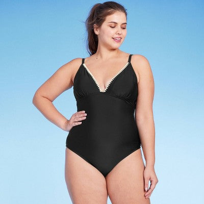 New - Kona Sol Women's V Neck One Piece Swimsuit Shell Stitch Medium Coverage Kona SolBullseye Deals