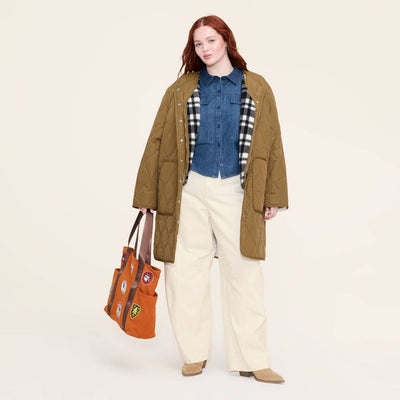 New - Women's Quilted Jacket and Floral Vest - Woolrich x Target Olive Green 1X