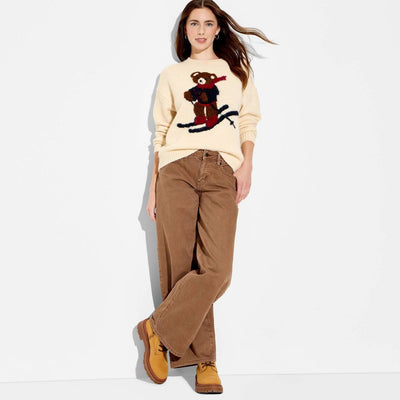 Open Box - Women's Crewneck Pullover Heritage Novelty Sweater - Wild Fable™ Off-White Bears XL