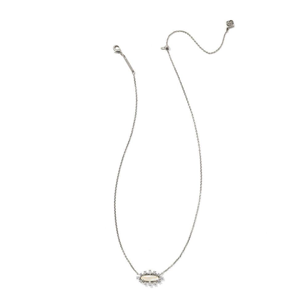 Open Box - Kendra Scott Eva Crystal Framed Pendant Necklace - Silver/White Mix
