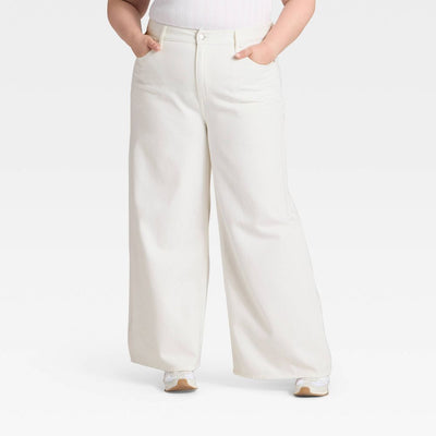 New - Women's Highest-Rise Palazzo Wide Leg Jeans - Universal Thread™ White 17