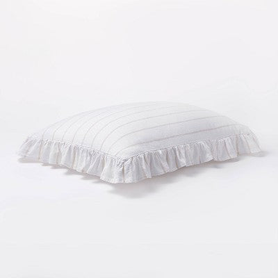 New - Threshold Studio McGee Cotton Slub Comforter Set Ruffle Accents White/Khaki King Threshold designed w/Studio McGeeBullseye Deals