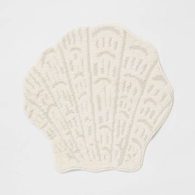 New - 24"x24" Seashell Shaped Coastal Non-Skid Bath Rug - Threshold™