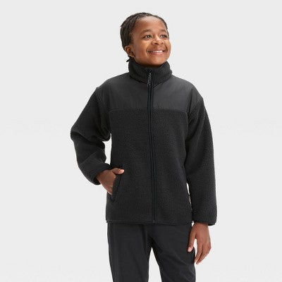 New - All In Motion Kids Full Zip High-Pile Cozy Sweatshirt Mock Turtleneck All In MotionBullseye Deals