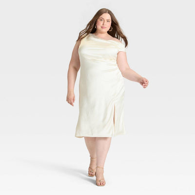 New - Women's Satin Maxi Dress - A New Day™ Cream XXL