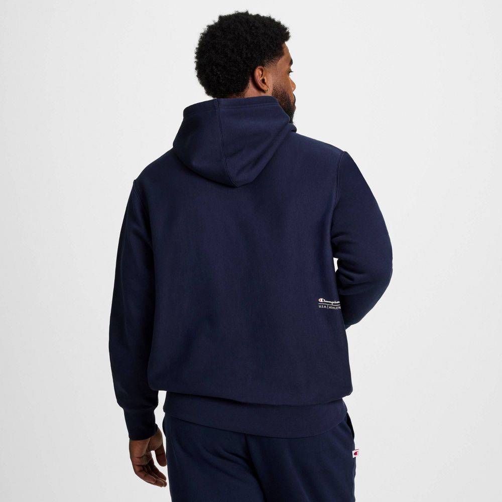 New - Champion Adult Sizing Iconic Embroidered Hoodie - Navy XS