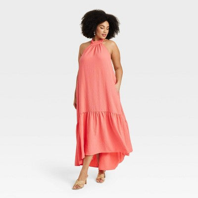 New - Women's Halter Hi-Lo Midi Dress - A New Day A New DayBullseye Deals