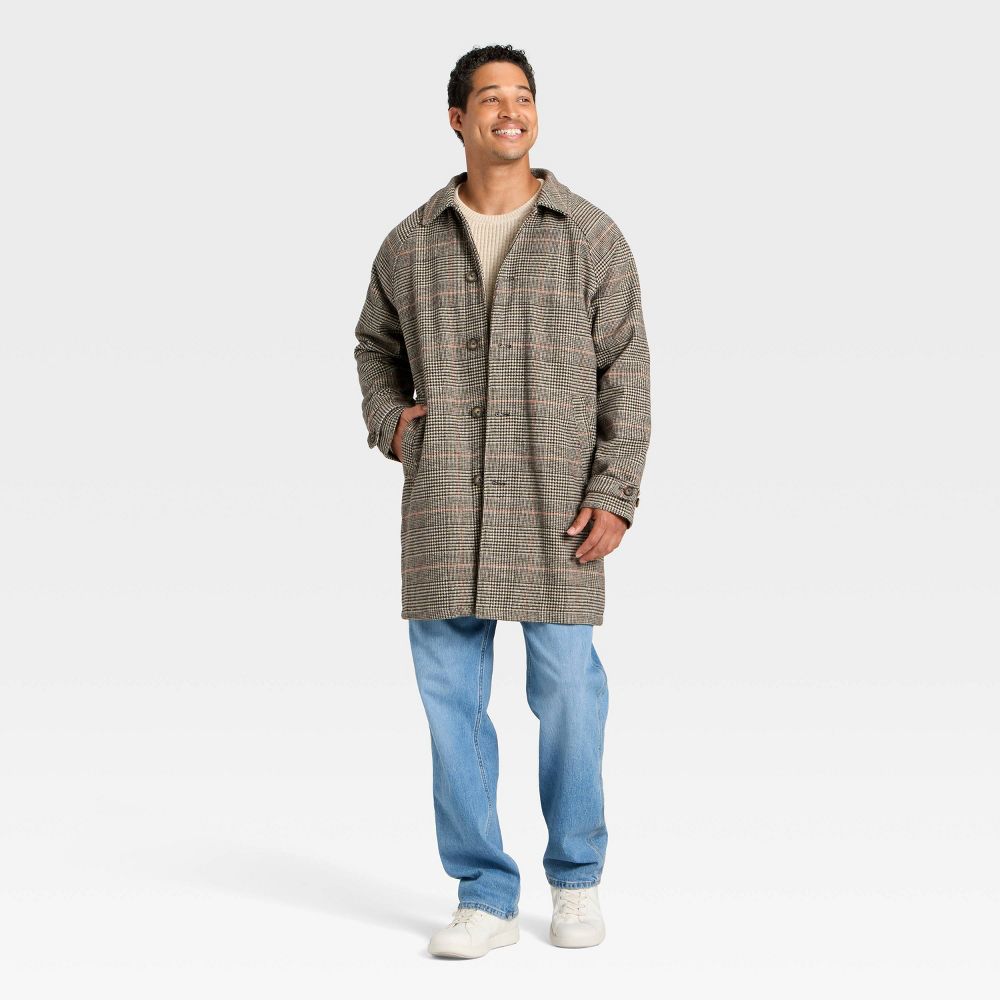 New - Men's Glen Plaid Overcoat - Goodfellow & Co™ Brown XXL
