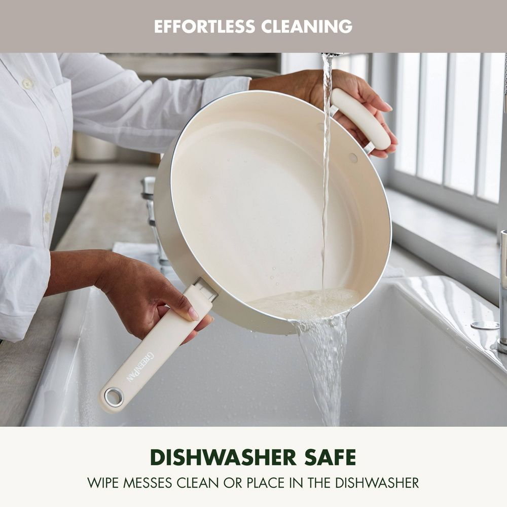 New - GreenPan Rio Advanced 5qt Ceramic Nonstick Saute Pan with Lid Cream