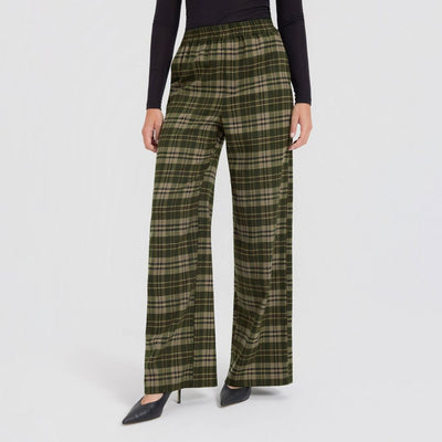 New - Women's Mid-Rise Wide Leg Suit Pants - A New Day™ Green Plaid XS