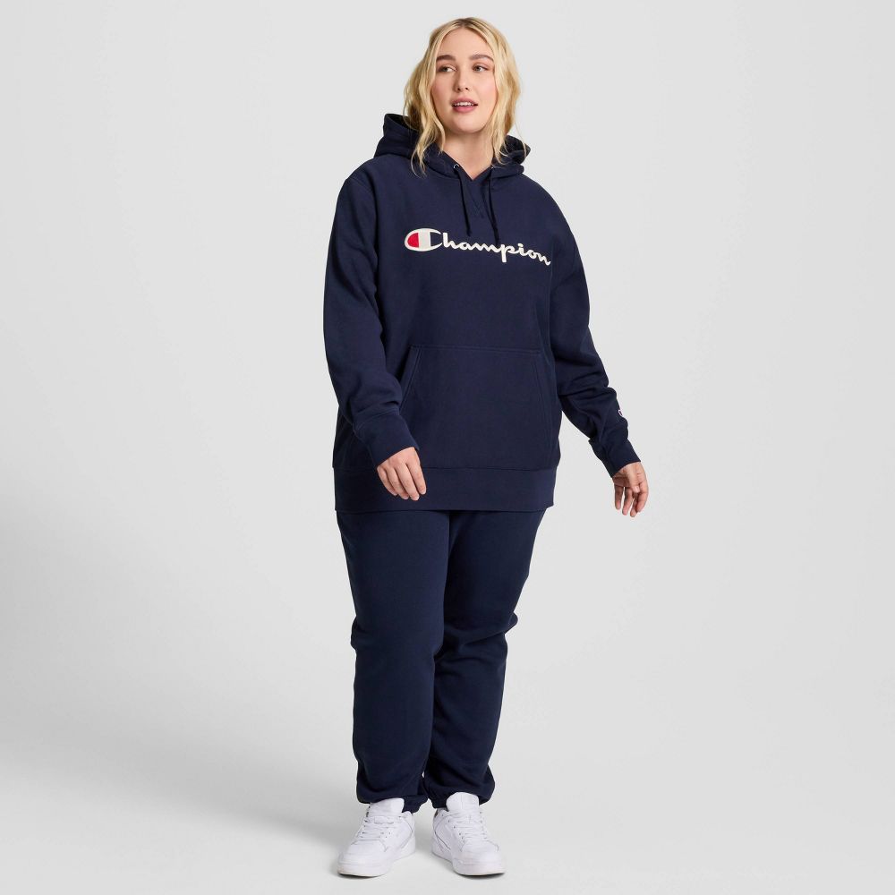 New - Champion Adult Sizing Iconic Embroidered Hoodie - Navy XS