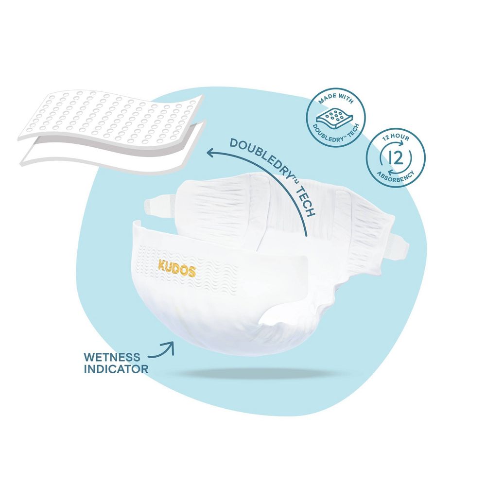 New - Kudos Chlorine Free Cotton-Lined Disposable Diapers - Size 2 - 72ct
