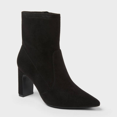 New - Women’s Sienna Low Shaft Heeled Boots with Memory Foam Insole - A New Day™ Jet Black 10