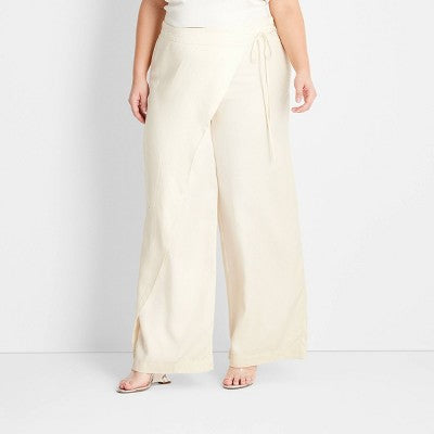 New - Future Collective with Jenee Naylor Women's Mid Rise Wide Leg Full Sarong Pants Future Collective with Jenee NaylorBullseye Deals