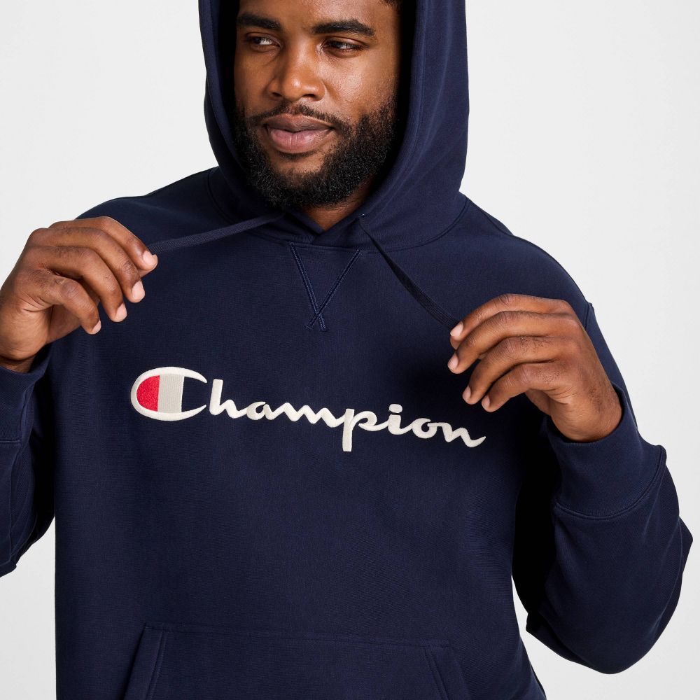 New - Champion Adult Sizing Iconic Embroidered Hoodie - Navy XS