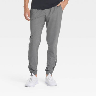 New - Men's Lightweight Tricot Jogger Pants - All In Motion™ Heathereded Black L: Zippered Pocket