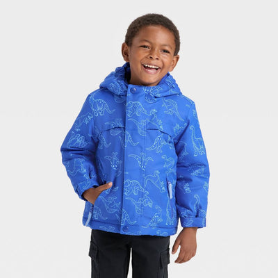 New - Toddler Boys' Dino 3-in-1 Snowplay Jacket - Cat & Jack™ Blue 2T