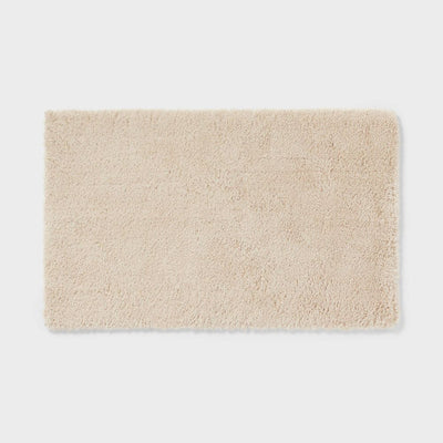 New - 24"x40" Spa Plush Bath Rug Almond - Threshold™: Machine Washable, Tufted Polyester, Latex Backing