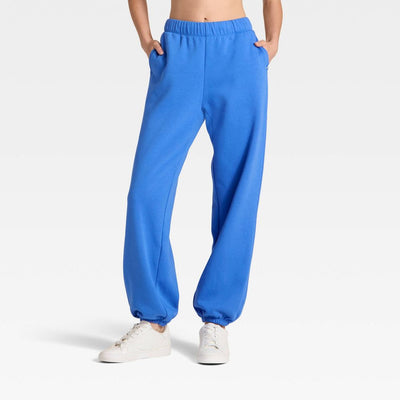 New - Women's Cinched Fleece Jogger Sweatpants - JoyLab™ Vibrant Blue S