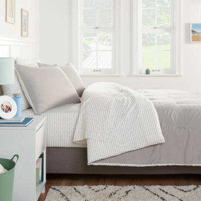 New - 5pc Twin Extra Long Solid Microfiber Comforter & Sheets Set Gray - Room Essentials™: Bed in a Bag, 180 Thread Count