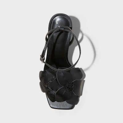 New - A New Day Women's Stiletto High Heel Sandals Faux Leather Ankle Strap Floral A New DayBullseye Deals