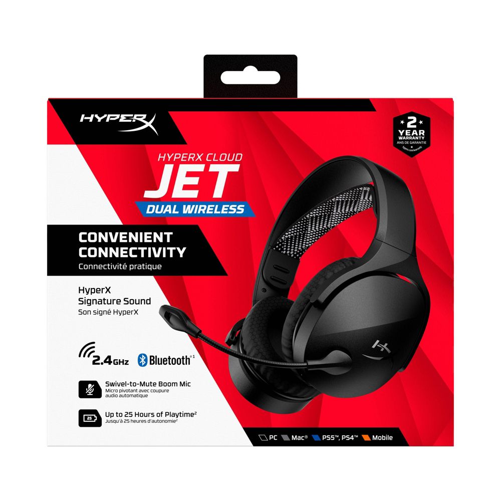 New - HyperX Cloud Jet Dual Wireless Gaming Headset - Black