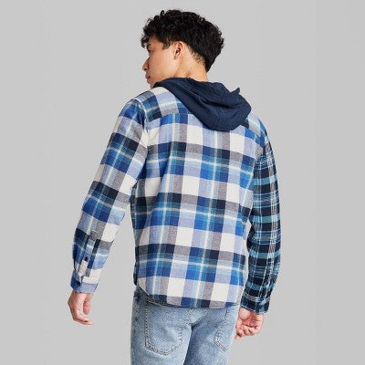 New - Original Use Men's Checked Plaid Hooded Button-Down Shirt Casual Flannel Jacket Original UseBullseye Deals