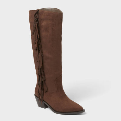 New - Women’s Patsy Tall Fringe Western Boots with Memory Foam Insole – Universal Thread™ Chocolate 9