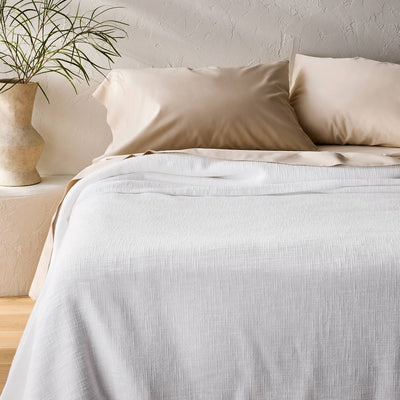 New - Full/Queen Cotton Slub Blanket White - Casaluna™