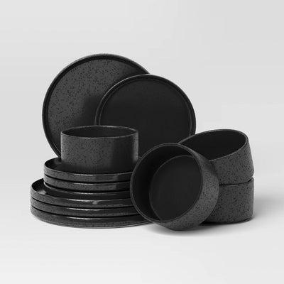 New - 12pc Stoneware Stella Dinnerware Set Black - Threshold™