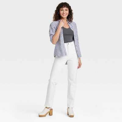 Universal Thread Women's High-Rise Straight Distressed Ripped Jeans, White Universal ThreadBullseye Deals