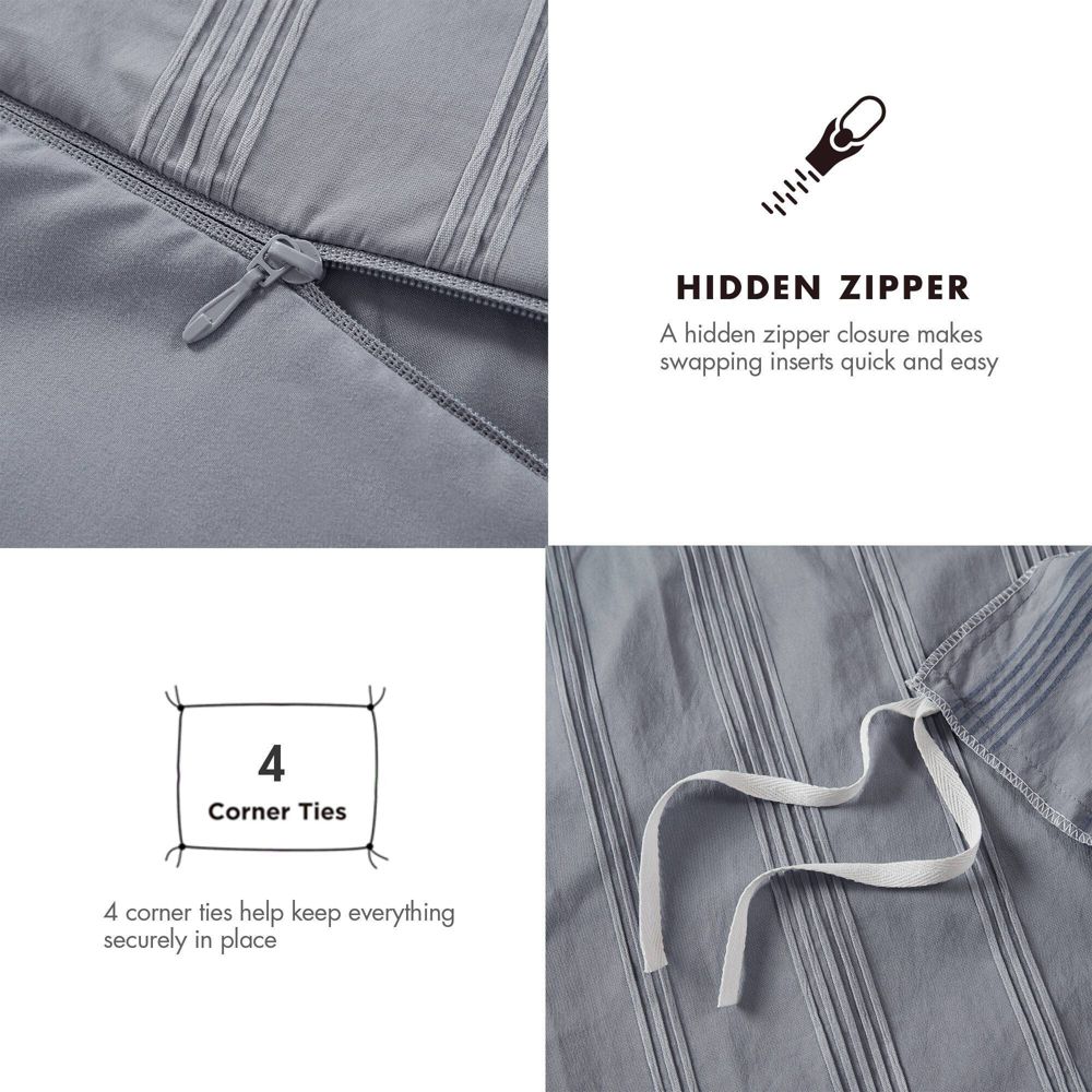 New - 510 Design Queen Logan Woven Striped Duvet Cover Set Blue