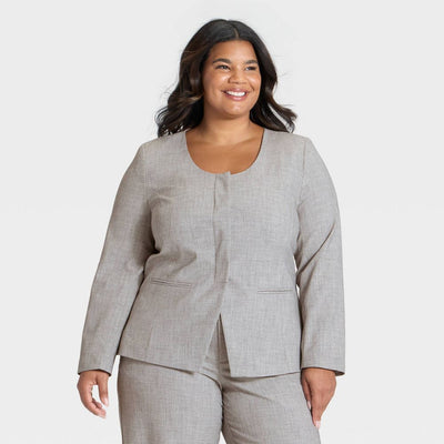 New - Women's Collarless Blazer - A New Day™ Gray XXL