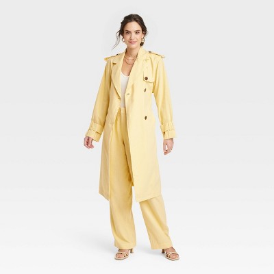New - A New Day Women's Button Up Linen Trench Coat Jacket A New DayBullseye Deals