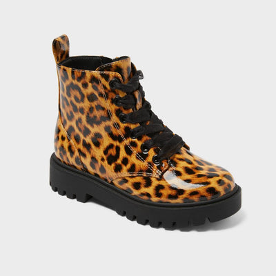 Open Box - Kids' Kayden Lug Sole Lace-Up Zippered Booties - art class™ Tan 4