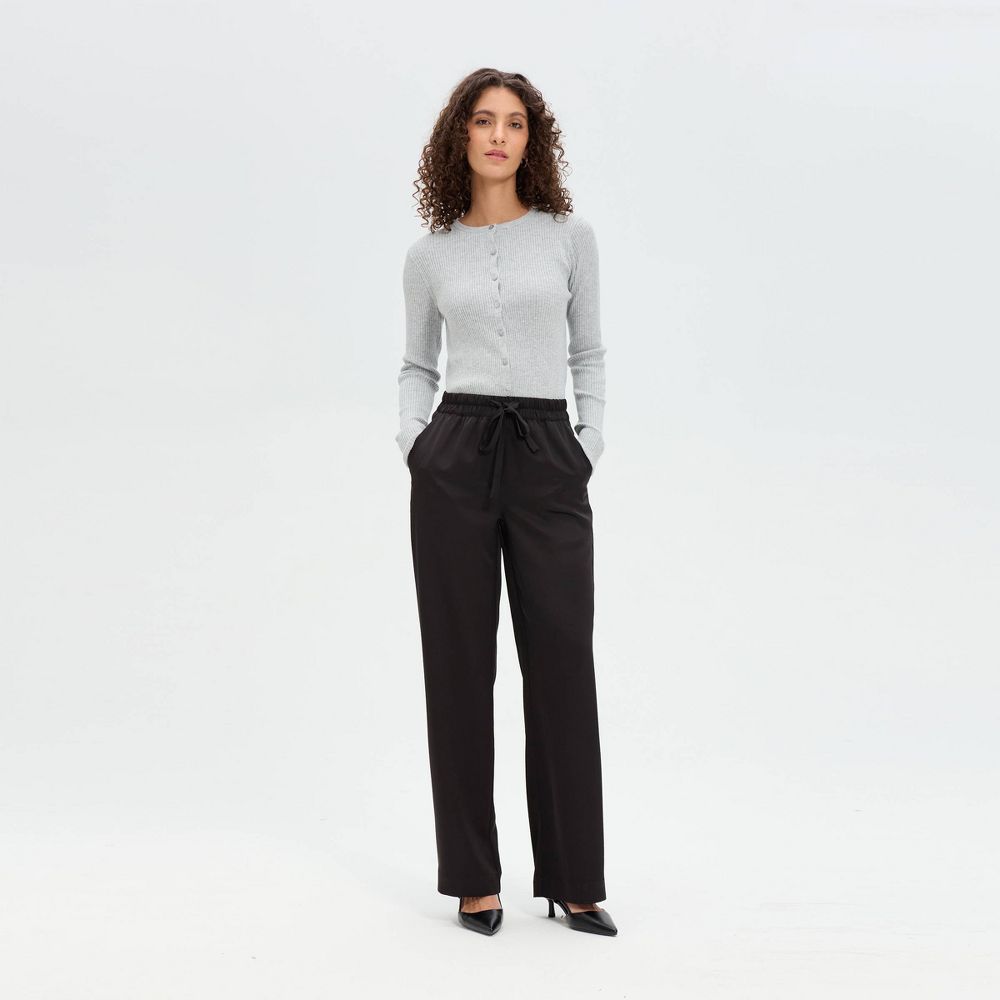 New - Women's High-Rise Wide Leg Trousers - A New Day™ Black S