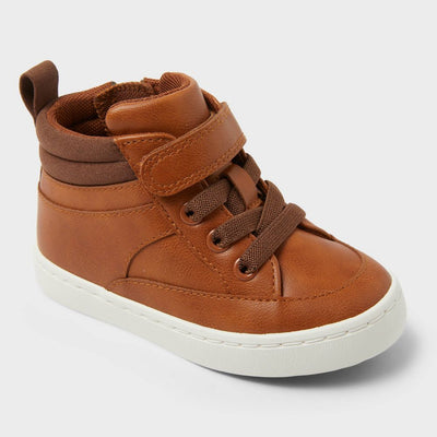 New - Toddler Aidan Sneaker Boots - Cat & Jack™ Cognac 11T: Zipper, Hook & Loop, Padded Collar