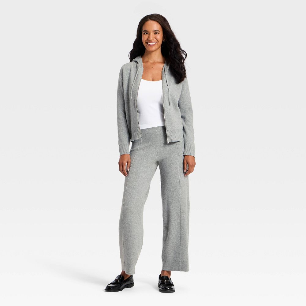 New - Women's Hooded Zip-Up Sweater - A New Day™ Heather Gray L