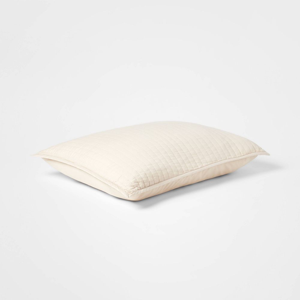 New - King Washed Cotton Sateen Quilt Sham Khaki - Threshold™: 250 Thread Count, OEKO-TEX Certified, Machine Washable