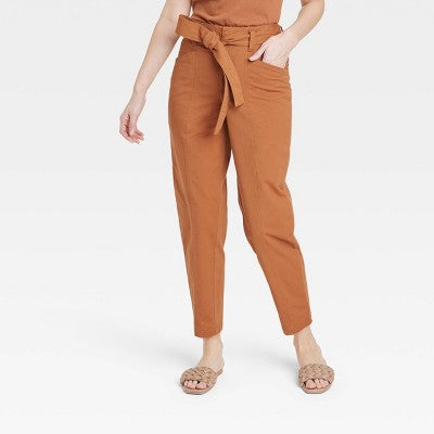A New Day Women's Tapered Casual High Rise Ankle Length Tie-Front Pants A New DayBullseye Deals