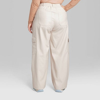 New - Wild Fable Women's High Rise Straight Leg Classic Faux Leather Pants Wild FableBullseye Deals