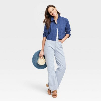 Universal Thread Women's High Waisted Wide Leg Cropped High-Rise Jeans, Light blue Universal ThreadBullseye Deals