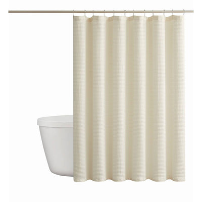 New - Cannon Heritage Cotton Waffle Shower Curtain Ivory