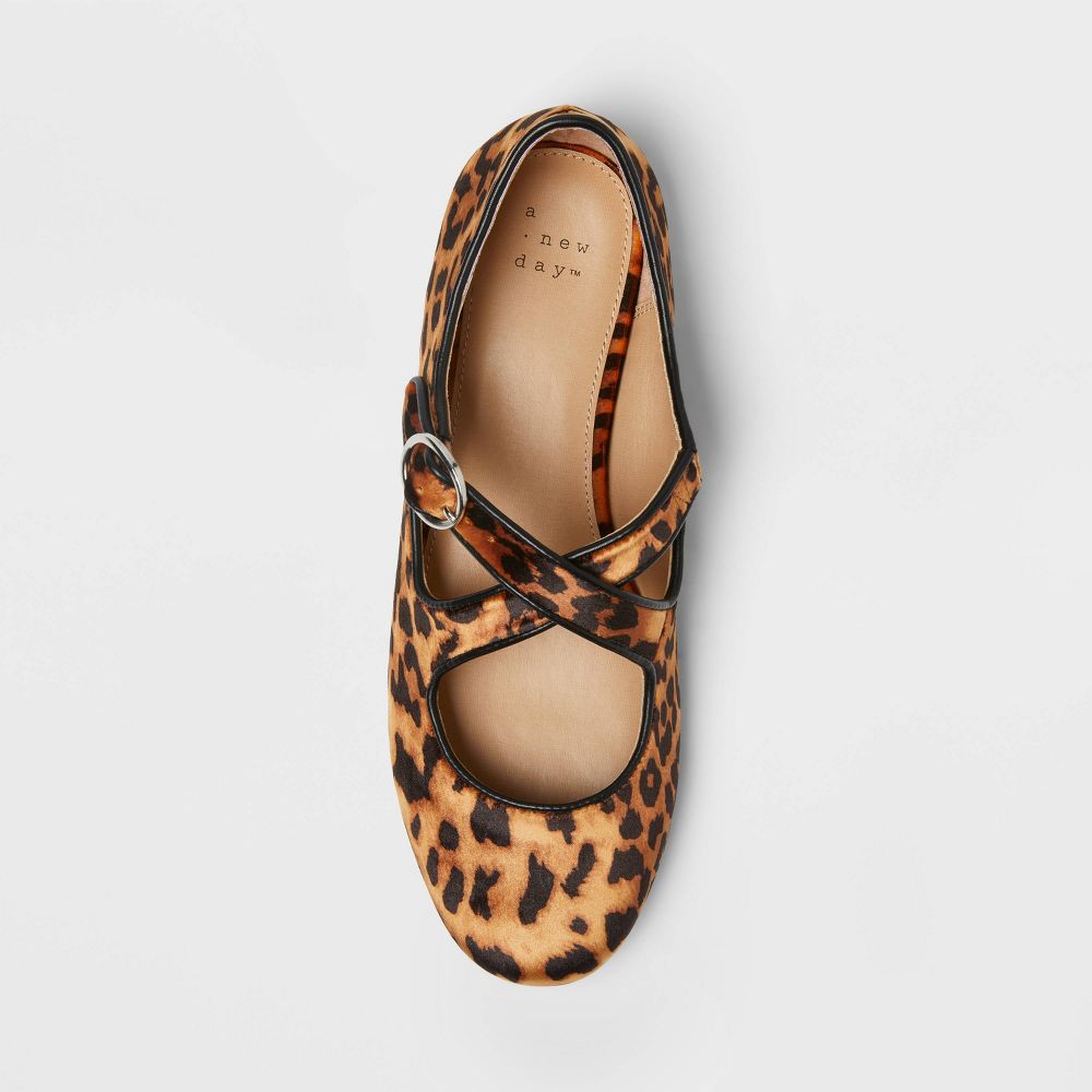 Open Box - Women’s Tasmin Leopard Print Flats – A New Day™ Light Brown 7