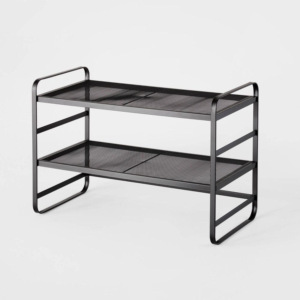 New - 2 Tier Shoe Rack Black Metal Mesh - Brightroom™