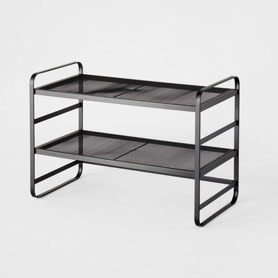 New - 2 Tier Shoe Rack Black Metal Mesh - Brightroom™