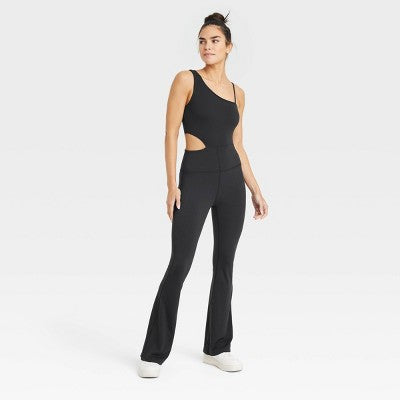 New - JoyLab Women's Full Length Sleeveless Flare Bodysuit Cutout Jumpsuit JoyLabBullseye Deals