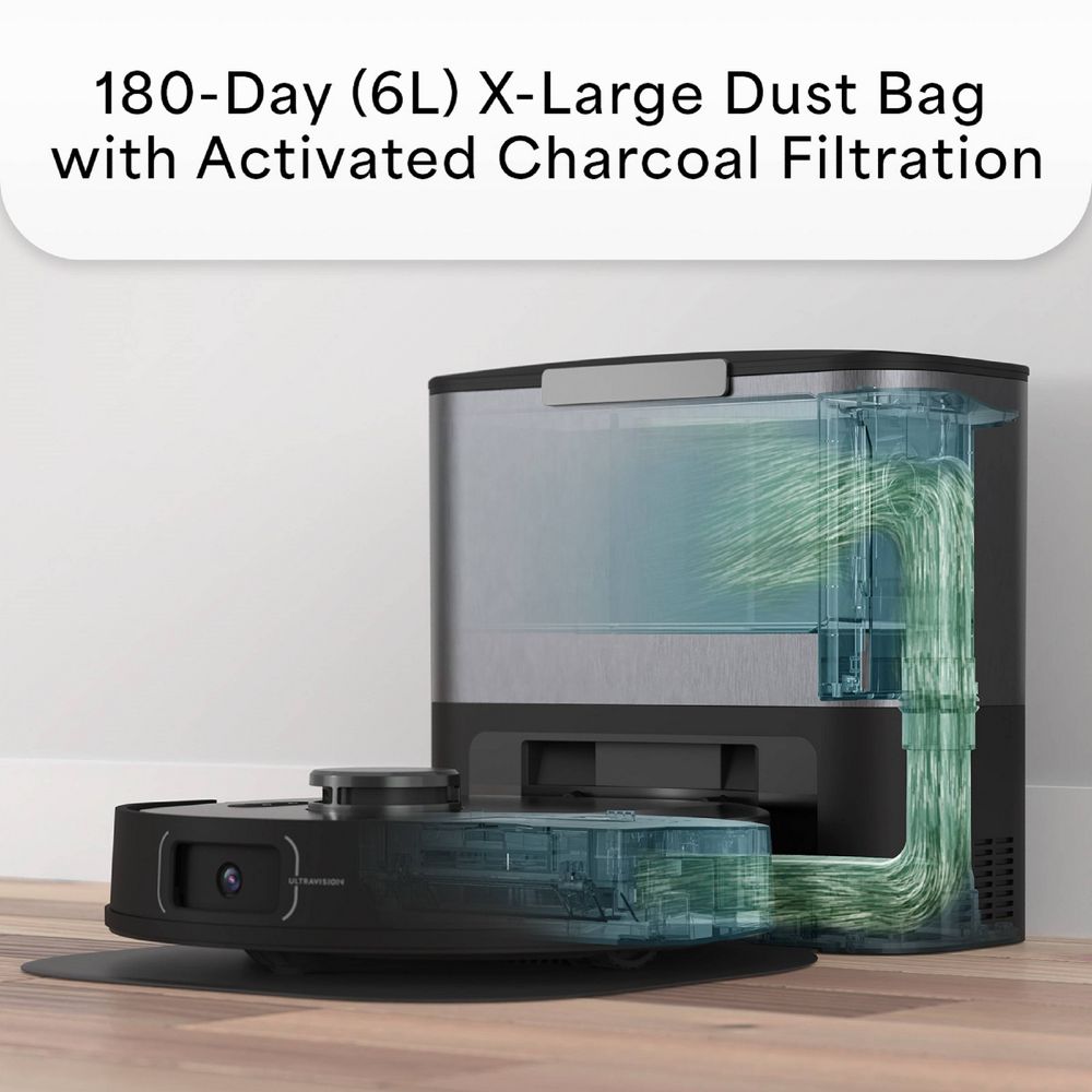 New - bObsweep UltraVision Self-Empty Cordless Robotic Vacuum and Mop Carbon Steel